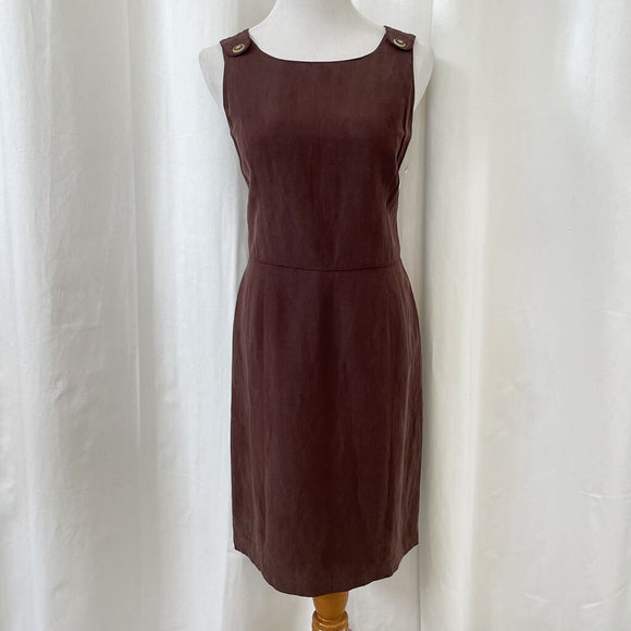 August Silk Brown Silk/Linen Dress Size 12