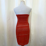 Free People Bright Red Crochet Lace Strapless Dress Size Small