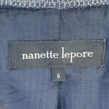 Nanette Lepore Blue Tweed Jacket with Front Pockets Size 6