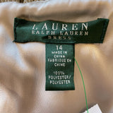 Lauren Ralph Lauren Gold V Neck Dress with Side Gathered Fabric Size 14