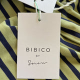 NWT Bibico Green & Navy Blue Striped Turtleneck Lola Organic Cotton Dress Size Small