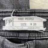 Free People Gray Denim High Rise Cropped Pleated Skinny Jeans W26