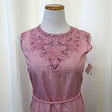 Vintage Pink Embroidered Shantung Silk A Line Dress Size S