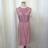 women Vintage Pink Embroidered Shantung Silk A Line Dress Size S Pink Vintage S
