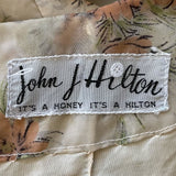 Vintage John J Hilton Silk A Line Cream and Pink Floral Dress Size Small
