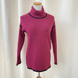 Joseph Ribkoff Pink & Black Circle Pattern Pullover Sweater Size Small