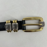 Brighton Black Leather Belt Gold Silver Hardware Women's Medium