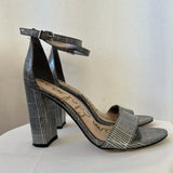 Sam Edelman Yaro Metallic Plaid Open Toe Block Heels Size 8