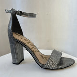 Sam Edelman Yaro Metallic Plaid Open Toe Block Heels Size 8