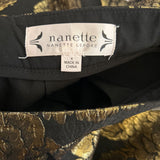 Nanette Lapore Black Knee Length Skirt Gold Roses Size 4