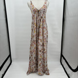 Free people maxi length blush floral slip dress with slit size Extra Small