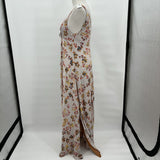 Free people maxi length blush floral slip dress with slit size Extra Small