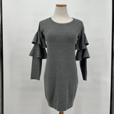 Romeo + Juliet Couture Gray Tiered Sleeve Mini Sweater Dress Size Medium