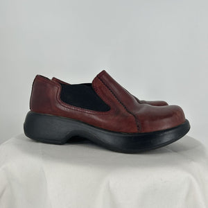 Dansko Jocelyn Red Leather Platform Chunky Clog EU Size 37 US Size 6.5