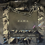 Zara Men's Don't Go Rogue Vinyl Black Bomber Jacket Size Large