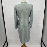 Akris Silk Mint Blue Seafoam Jacket Skirt Suit Size 8 Euro 40