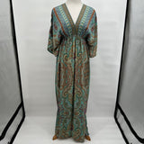 New With Tags Cienna Venus Green Silk Blend Maxi Dress Women's Size Large/Extra Large