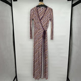 Free People Women's Phoebe Lavender Printed Wrap Maxi Dress Size Small.