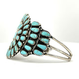 Navajo Turquoise Sterling Silver Cluster Cuff Bracelet Larry Moses Begay35g