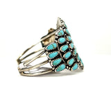 Navajo Turquoise Sterling Silver Cluster Cuff Bracelet Larry Moses Begay35g