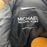 Michael Kors Metallic Silver Half Zip Hooded Puffer Vest Size Large