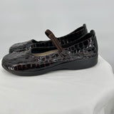 Acopedico Women's Shawna Mary Jane Brown Embossed Leather Size 39/8.5